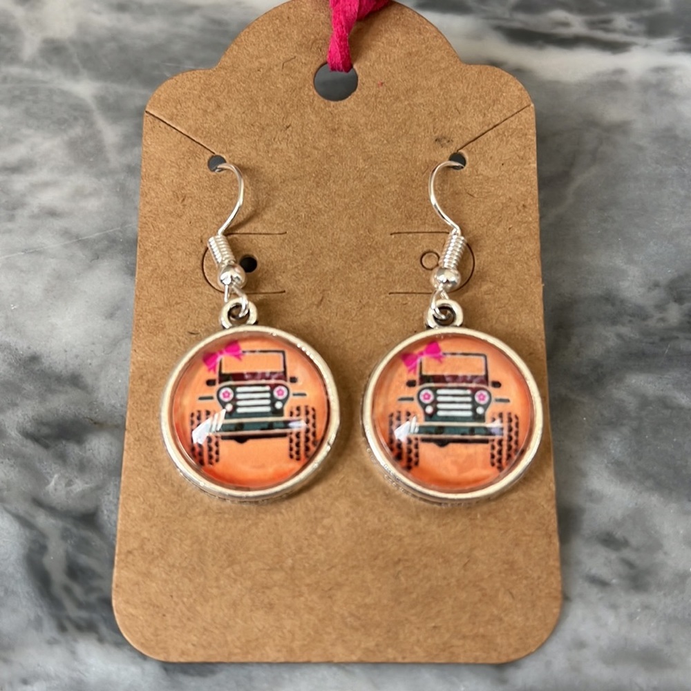 Handcrafted Jeep Girl 16mm Cabachon earrings